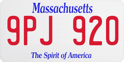 MA license plate 9PJ920