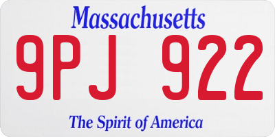 MA license plate 9PJ922