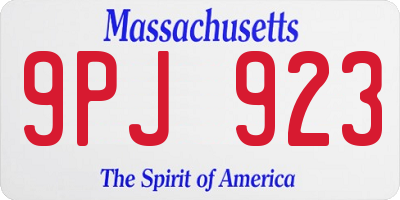 MA license plate 9PJ923