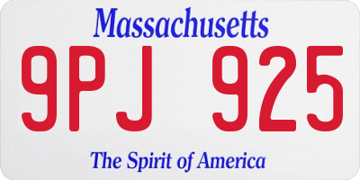 MA license plate 9PJ925