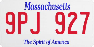 MA license plate 9PJ927