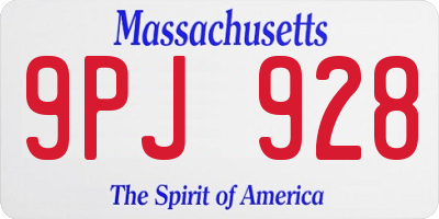 MA license plate 9PJ928