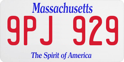 MA license plate 9PJ929