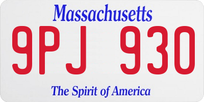 MA license plate 9PJ930