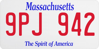 MA license plate 9PJ942