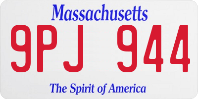MA license plate 9PJ944