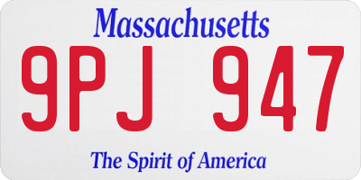 MA license plate 9PJ947