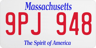 MA license plate 9PJ948