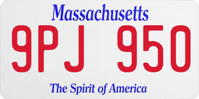 MA license plate 9PJ950