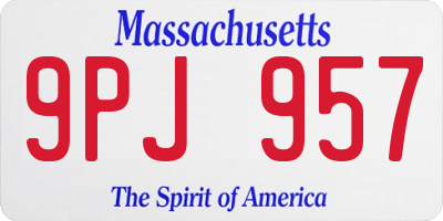 MA license plate 9PJ957