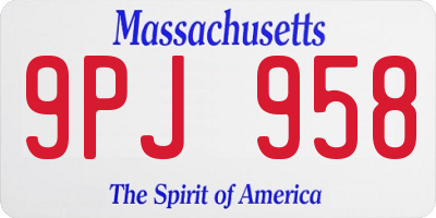MA license plate 9PJ958