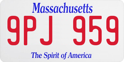 MA license plate 9PJ959
