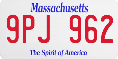 MA license plate 9PJ962
