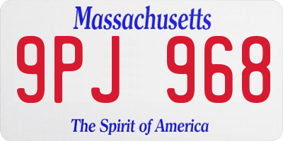 MA license plate 9PJ968