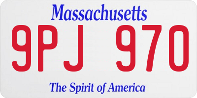 MA license plate 9PJ970
