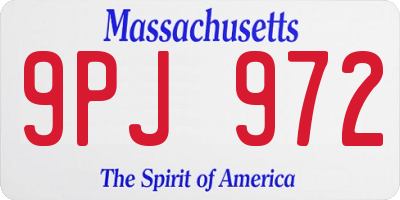 MA license plate 9PJ972
