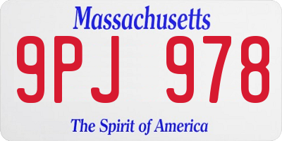 MA license plate 9PJ978