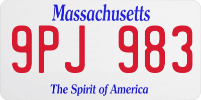 MA license plate 9PJ983