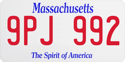 MA license plate 9PJ992