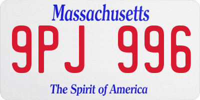 MA license plate 9PJ996