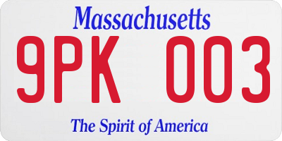 MA license plate 9PK003