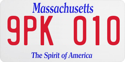 MA license plate 9PK010