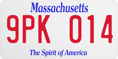 MA license plate 9PK014