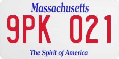 MA license plate 9PK021