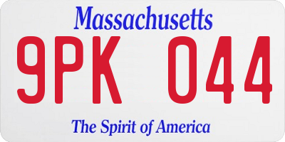 MA license plate 9PK044