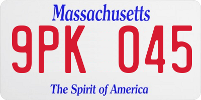 MA license plate 9PK045