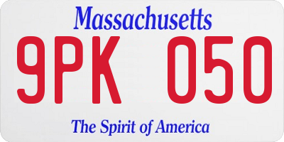 MA license plate 9PK050