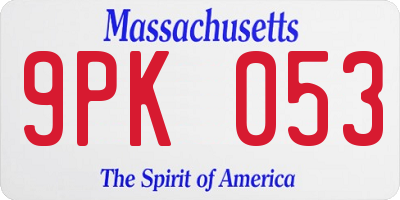 MA license plate 9PK053