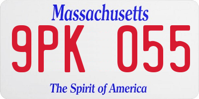 MA license plate 9PK055