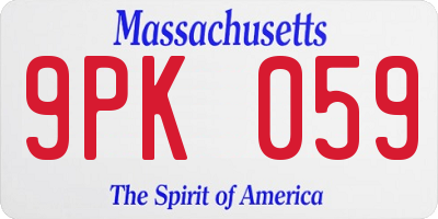 MA license plate 9PK059