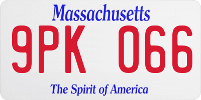 MA license plate 9PK066