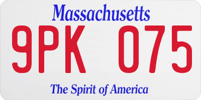 MA license plate 9PK075