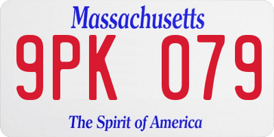 MA license plate 9PK079