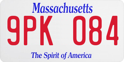 MA license plate 9PK084
