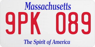 MA license plate 9PK089