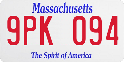 MA license plate 9PK094