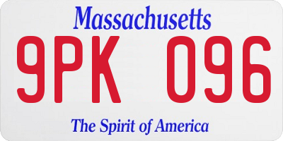 MA license plate 9PK096