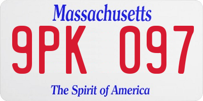 MA license plate 9PK097