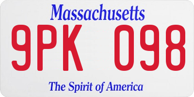 MA license plate 9PK098