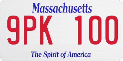 MA license plate 9PK100