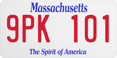 MA license plate 9PK101