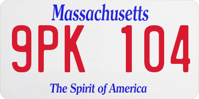 MA license plate 9PK104