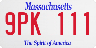 MA license plate 9PK111