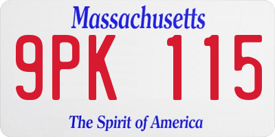 MA license plate 9PK115