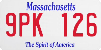 MA license plate 9PK126