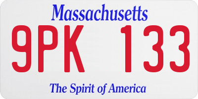 MA license plate 9PK133